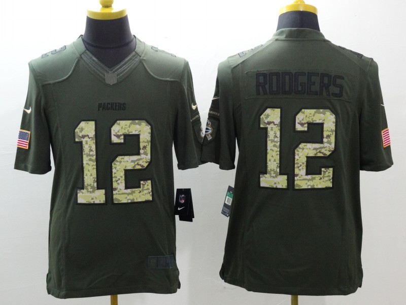 Men's Green Bay Packers Aaron Rodgers #12 Army Green Jersey
